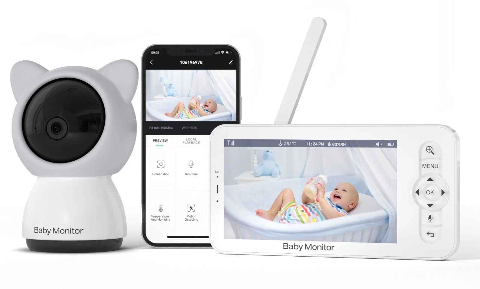CowLost | baby-transport-accessories-babystar-5-inch-hd-wifi-baby-monitor-with-lcd-video-camera-and-mobile-app-control |10