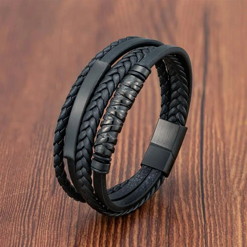 CowLost | multilayer-stainless-steel-insert-bracelet-viking-leather-bracelets-for-men |12