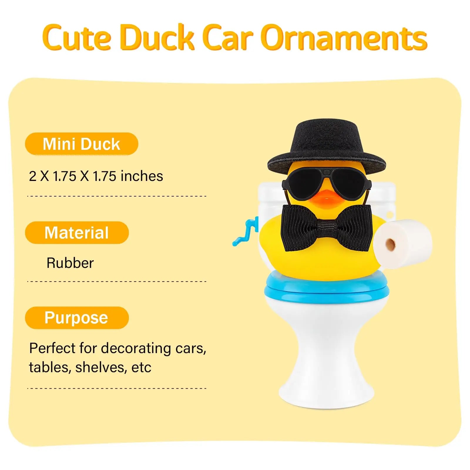 CowLost | product_id-mini-yellow-rubber-duck-with-hat-and-sunglasses-for-car-dashboard-decoration |2