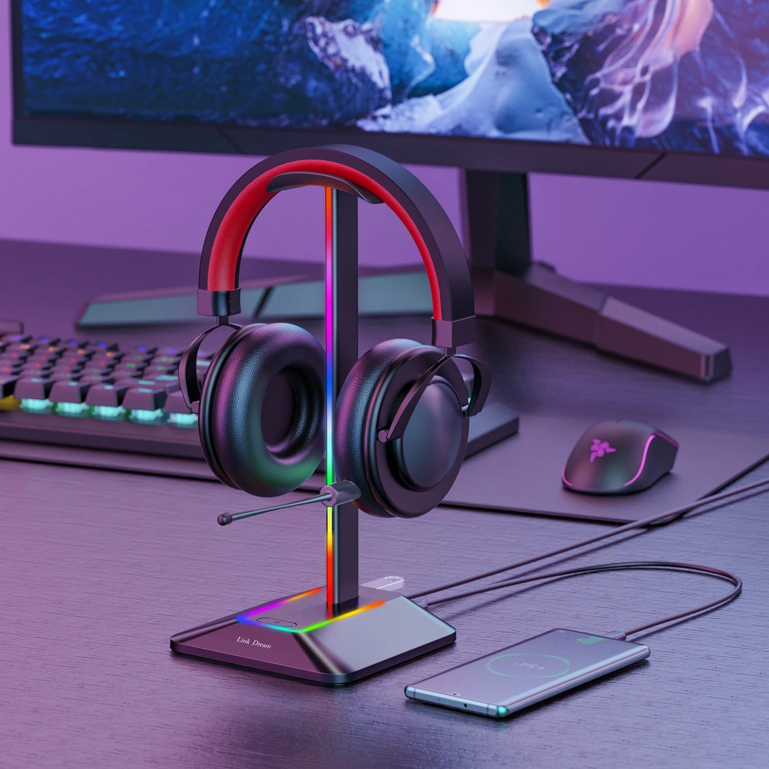 CowLost | mobile-phone-cases-new-bee-z8-rgb-headphone-stand-with-usb-ports |1