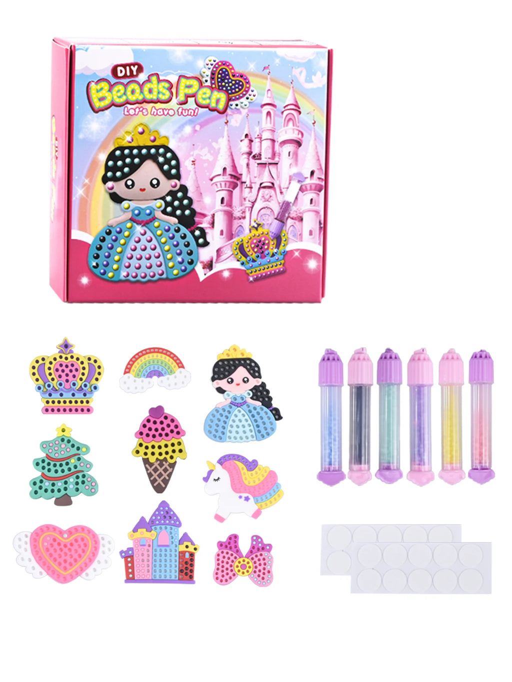 CowLost | product_id-diy-beads-pen-toy-set-handmade-creative-sticker-princess-rainbow-bow-girl-gift |16