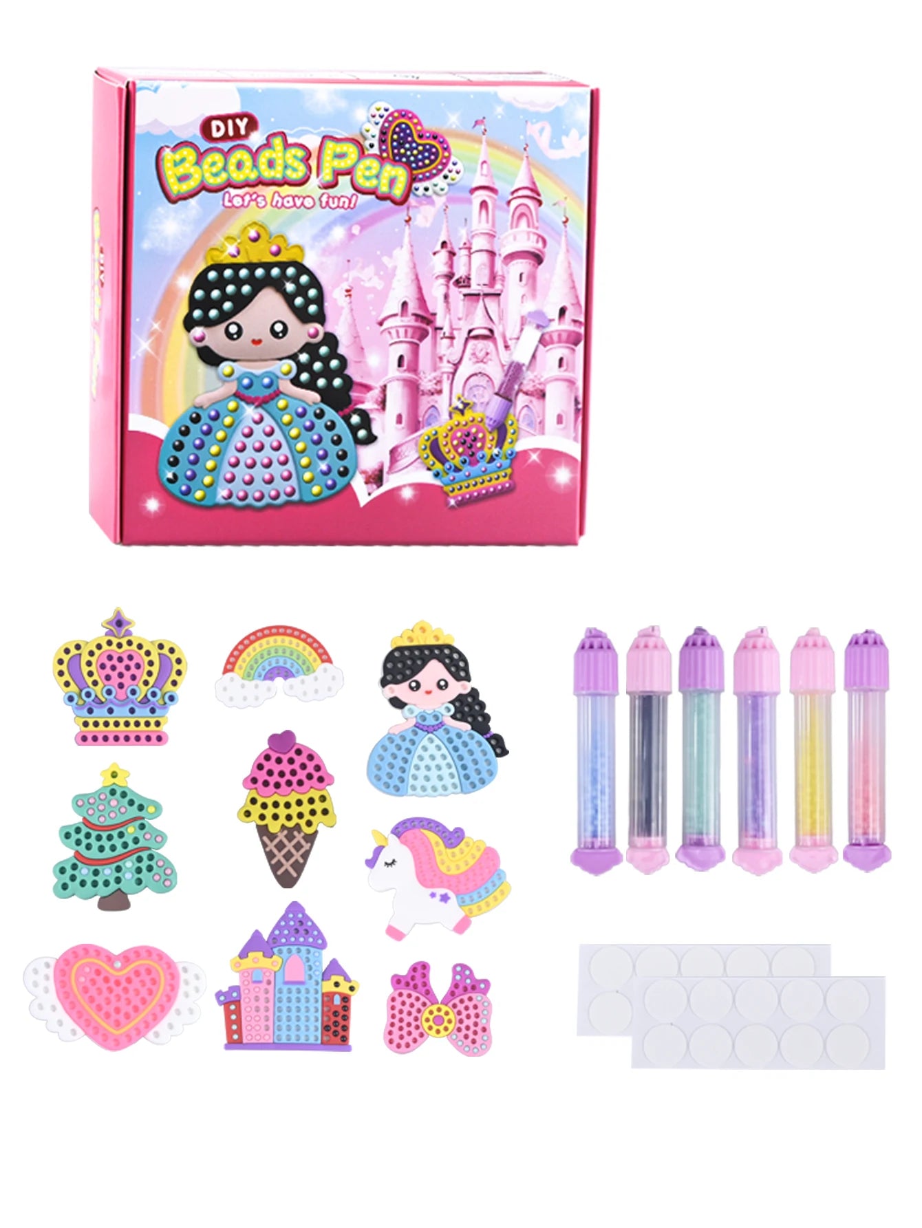 CowLost | product_id-diy-beads-pen-toy-set-handmade-creative-sticker-princess-rainbow-bow-girl-gift |16