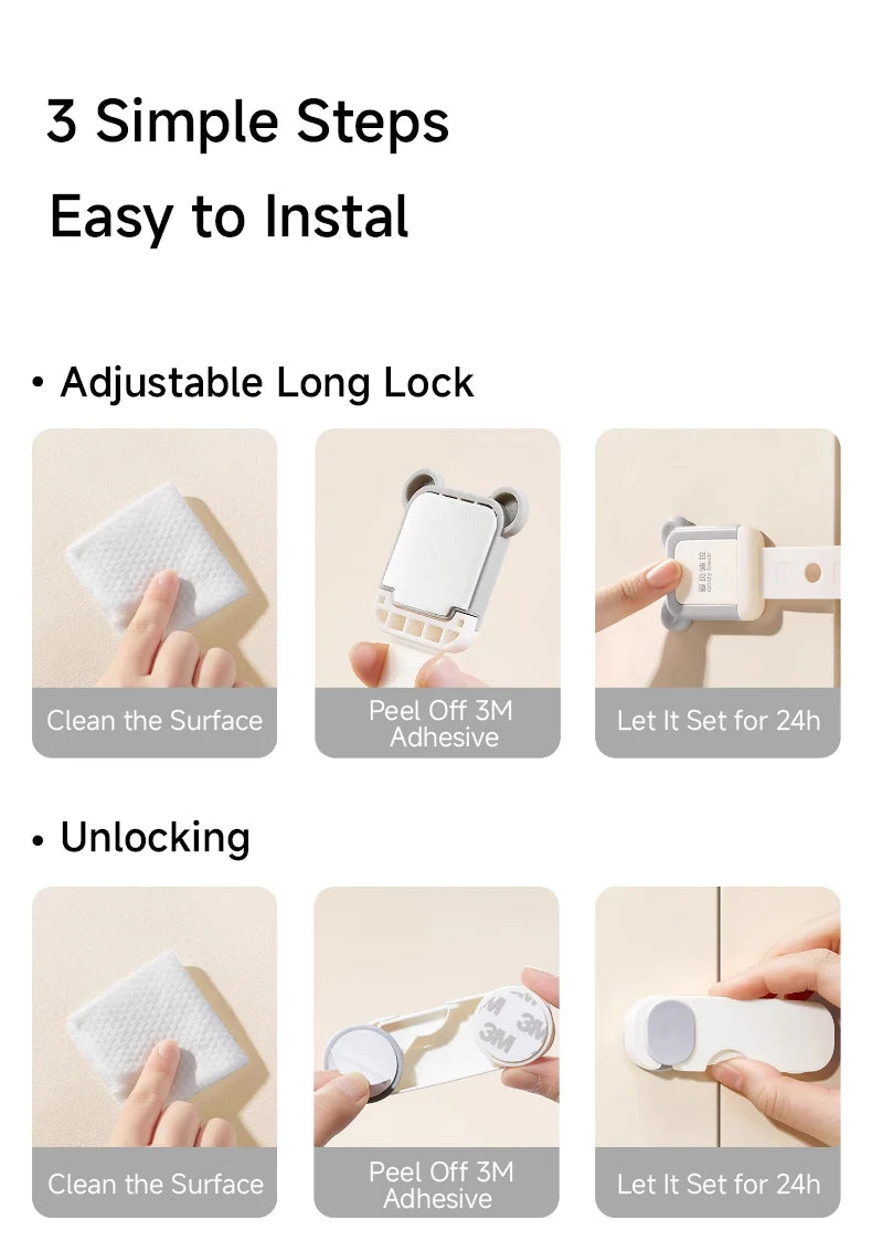 CowLost | aibedila-baby-safety-locks-adhesive-child-proof-cabinet-drawer-door-latches |16