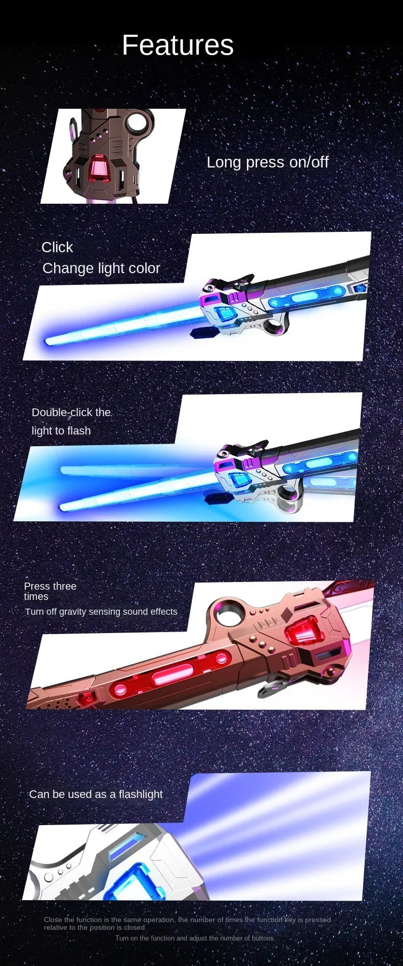 Children's Colorful Telescopic Glowing Music Laser Sword 2-in-1 Rotating Light Toy