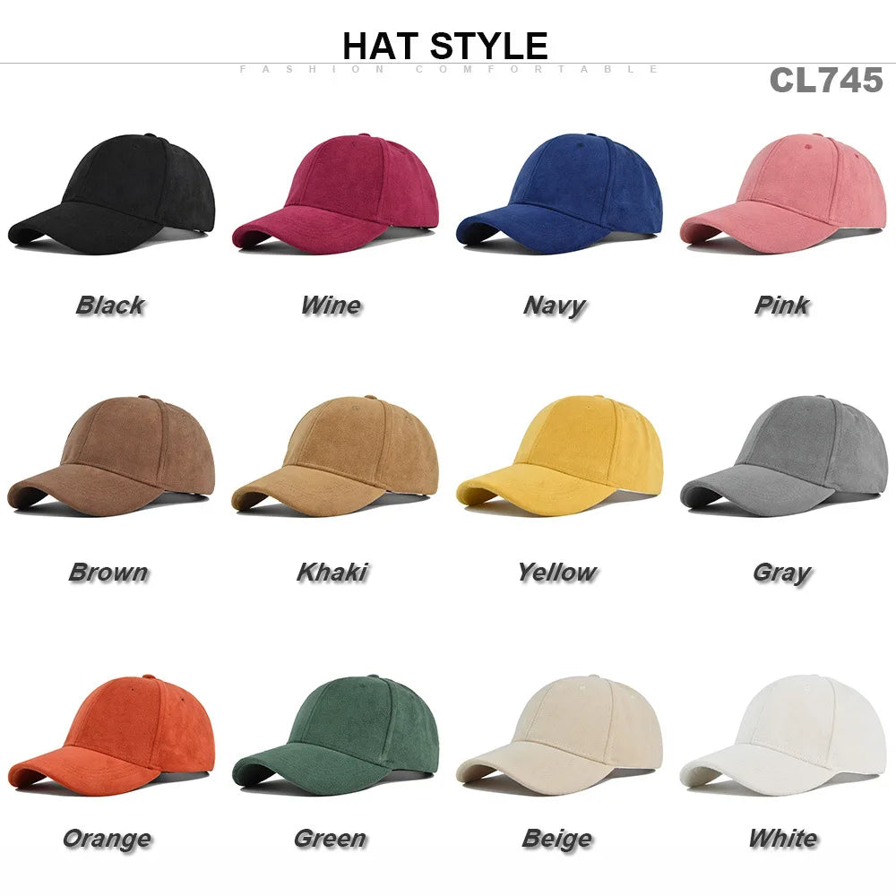 CowLost | solid-suede-retro-baseball-caps-for-men-women |10