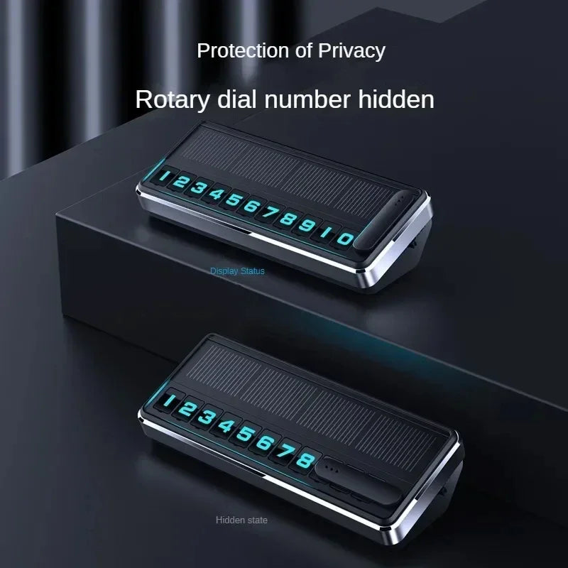 CowLost | vehicle-decor-product_id-solar-car-phone-number-plate-led-temporary-parking-card-with-multiple-numbers |3