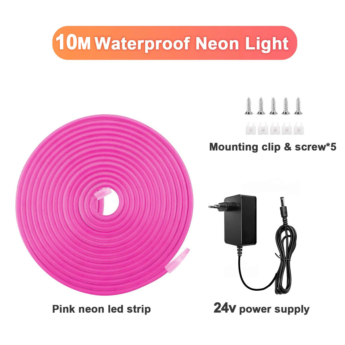 10M Warm White Neon LED Strip 120 LEDs/m IP65 Waterproof Cuttable for Indoor Outdoor Decor