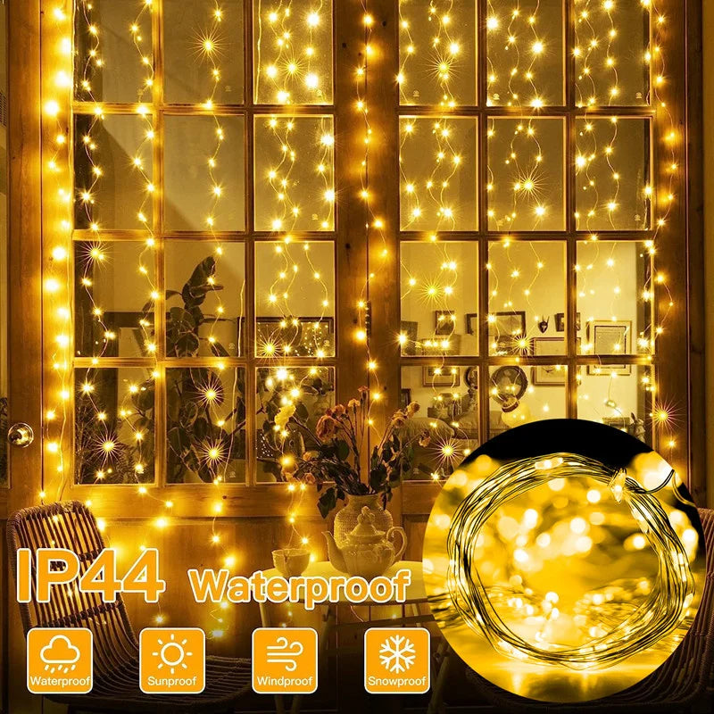 CowLost | product_id-solar-led-copper-wire-curtain-fairy-string-lights-for-outdoor-garden-wedding-party-decor |9