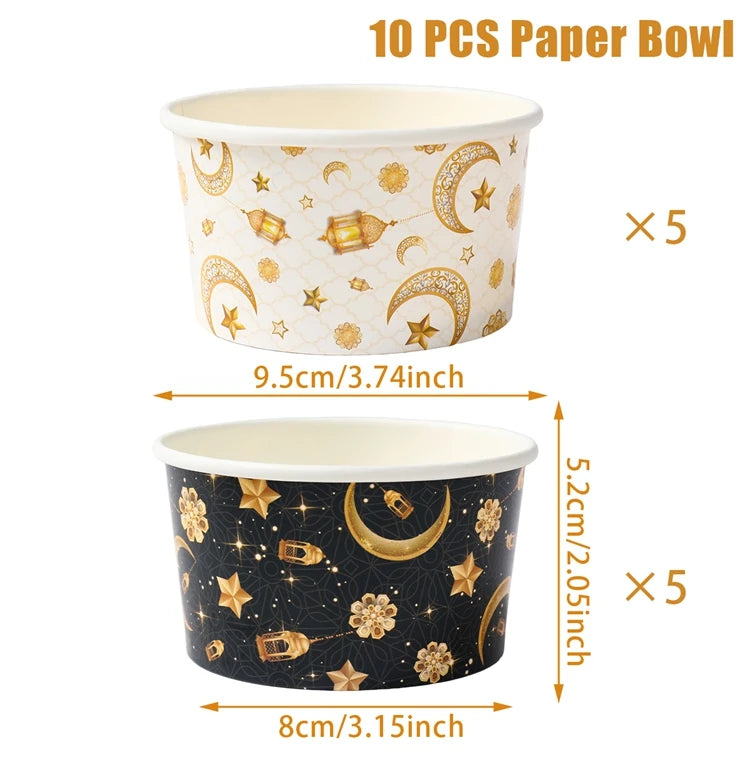 CowLost | 10pcs-ramadan-paper-bowl-eid-mubarak-decoration-for-home-food-holders |20