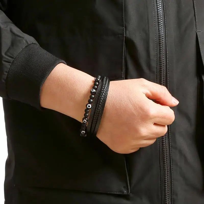 CowLost | badge-pass-holders-jiayiqi-stainless-steel-and-leather-bangle-bracelet-for-men |20