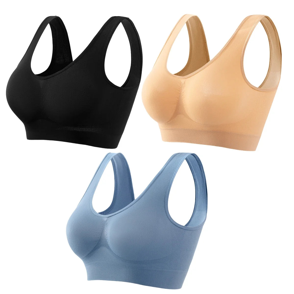 CowLost | product_id-3pcs-seamless-wireless-plus-size-crop-top-bra-set-s-5xl-breathable-sport-brassiere |12