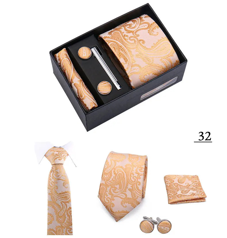 CowLost | tie-men-with-box-top-quality-business-ties-hanky-cufflink-set |44