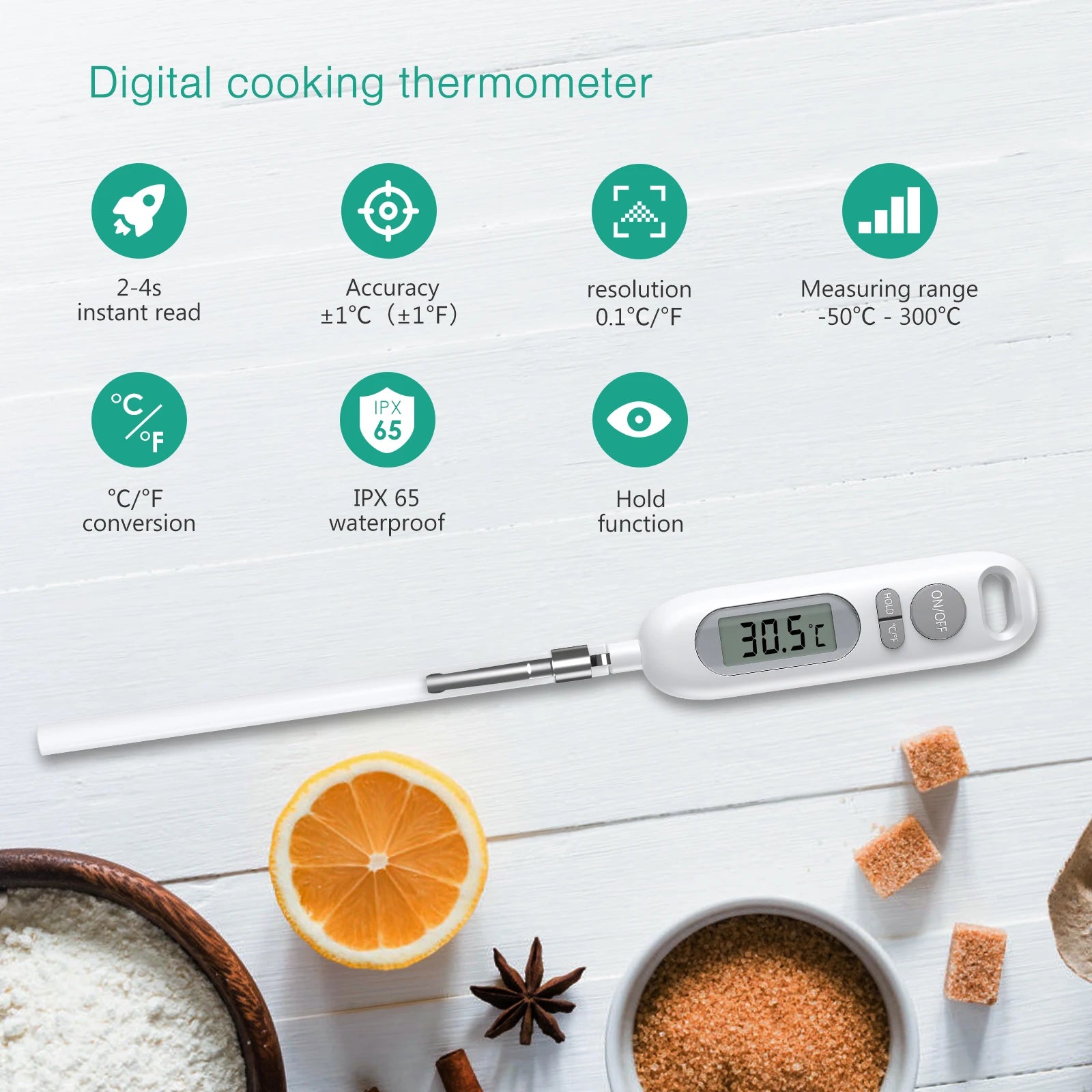 ORIA Digital Meat and BBQ Thermometer Cooking Probe for Water, Milk, Oil, Oven Temperature Measurement