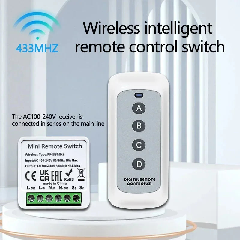 CowLost | garage-door-remotes-product_id-wireless-433mhz-16a-4-key-rf-switch-module-remote-ac-100-240v-relay-receiver |12