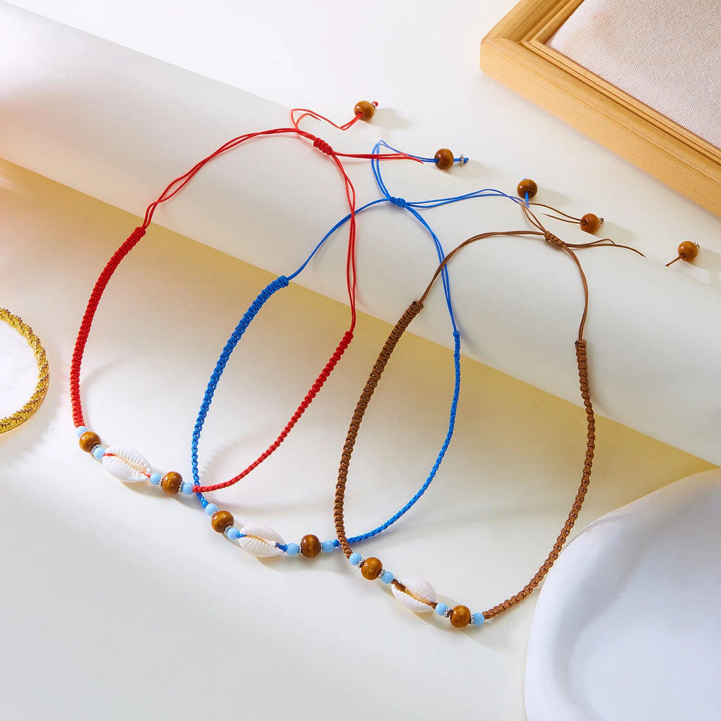 CowLost | bohemian-mixed-color-rice-beads-necklace-for-women-sea-shell-starfish-conch-pendant-beaded-clavicle-choker-beach-party-jewelry |6