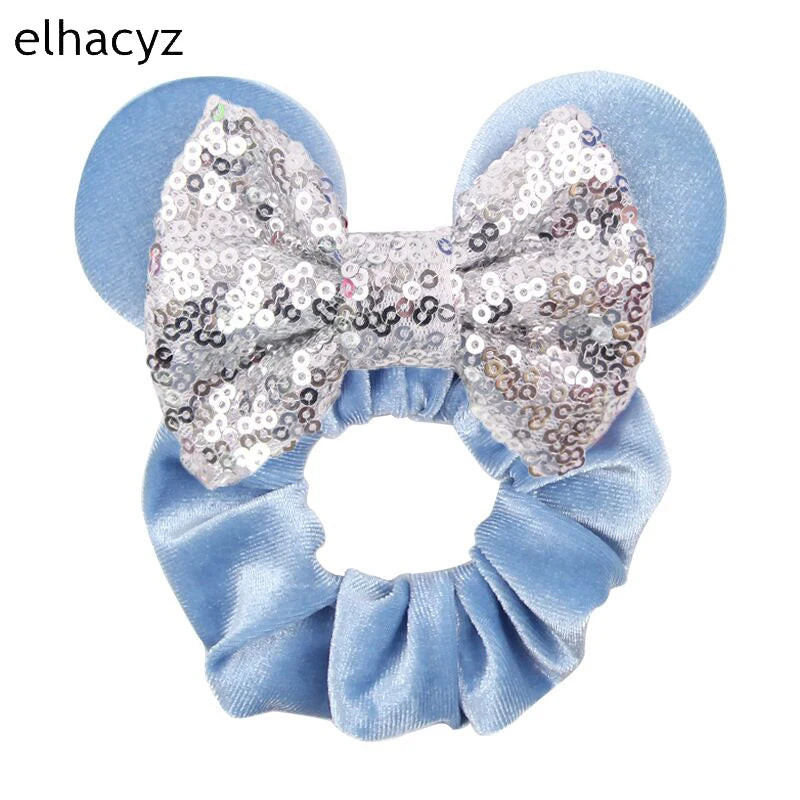 CowLost | mouse-ears-sequins-bow-women-velvet-scrunchies |26