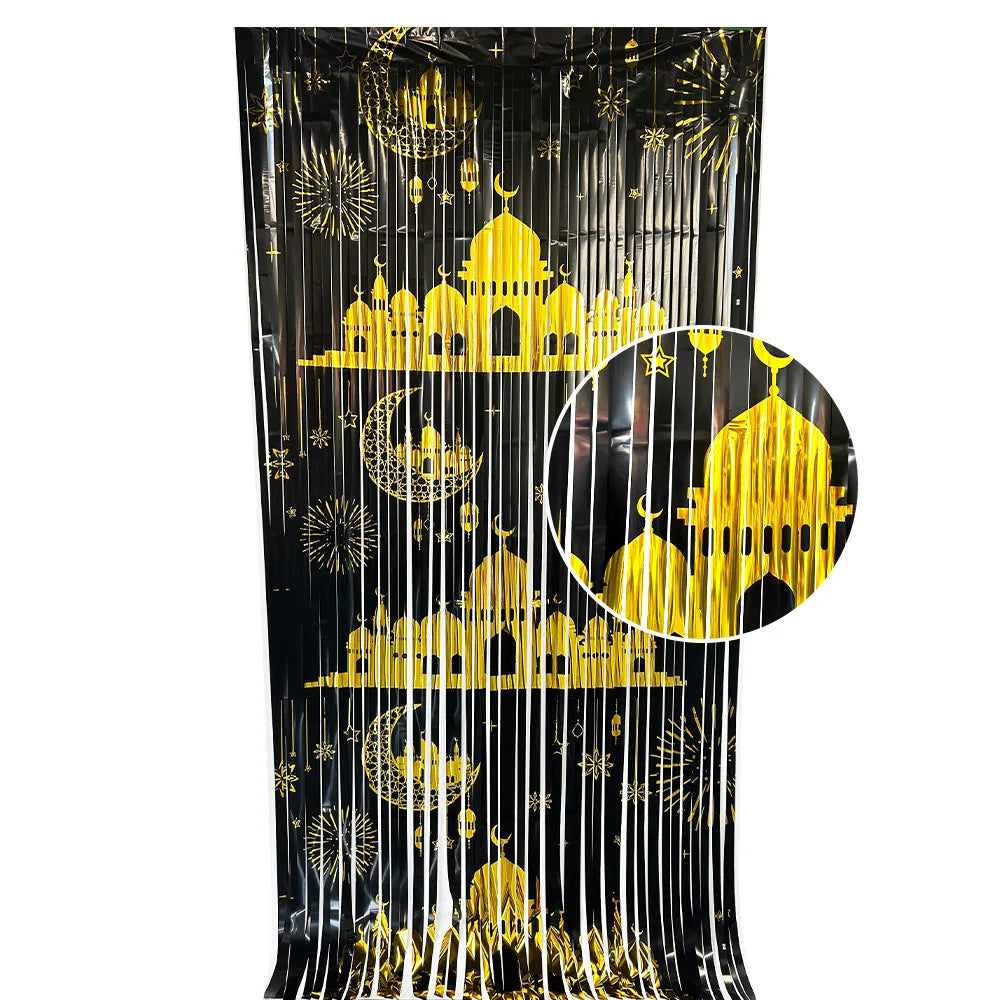 CowLost | eid-mubarak-foil-curtain-backdrop-metallic-tinsel |6