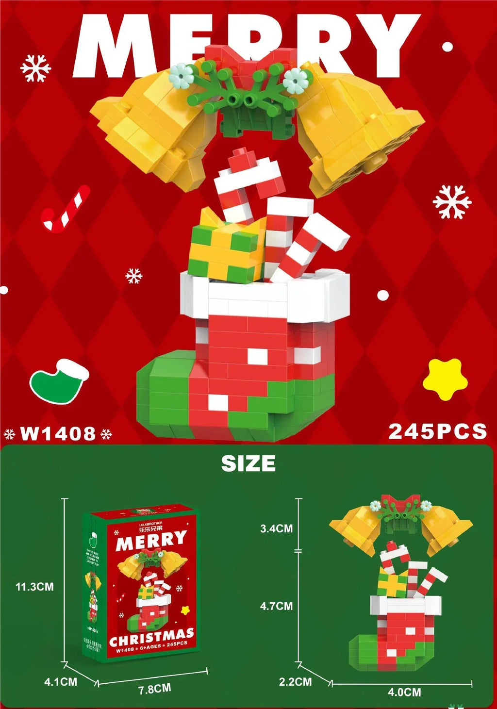 Christmas Micro Building Block Set Santa Claus Reindeer Puzzle Toy for Kids