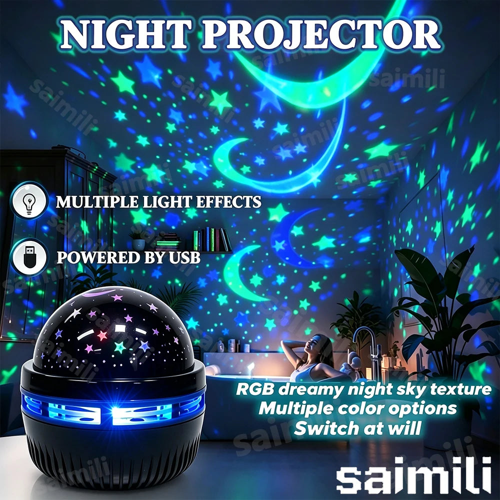 CowLost | led-starry-galaxy-projector-rotating-night-light-rgb-smart-remote-control-aurora-star-sky-atmosphere-lamp-for-home-party-decor-1 |1