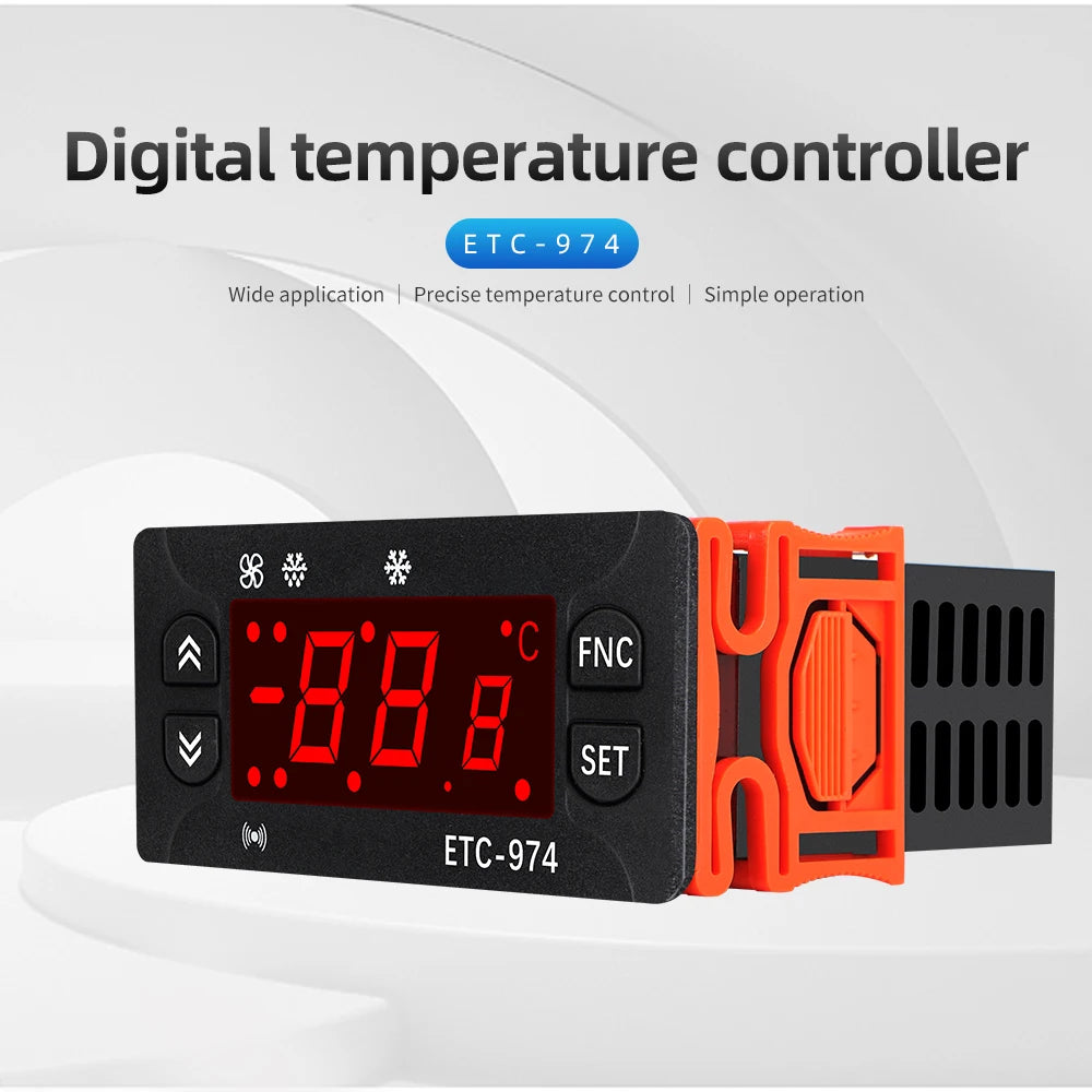 ETC-974 Mini Digital Temperature Controller 220V Thermostat Regulator with Dual NTC Sensors