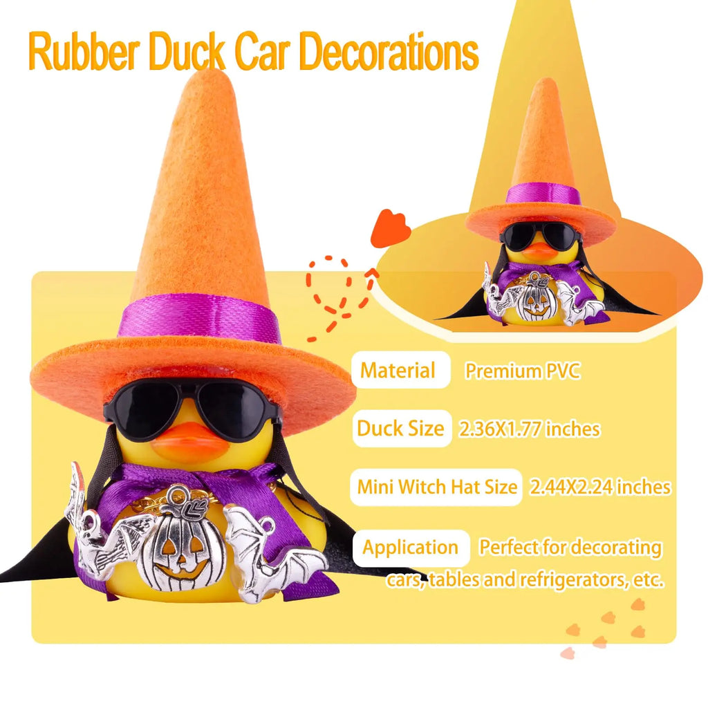 CowLost | product_id-halloween-car-rubber-duck-dashboard-ornament-with-witch-hat-and-sunglasses |2
