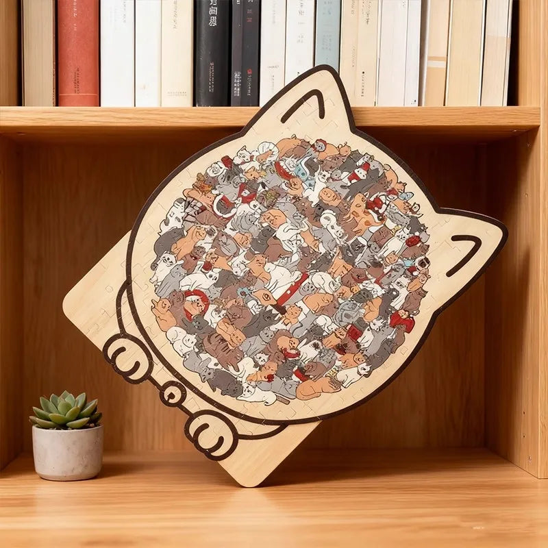 CowLost | product_id-colored-cat-wooden-jigsaw-puzzle-unique-animal-shape-creative-gift |18