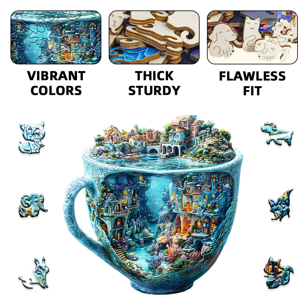 CowLost | product_id-whimsical-wooden-jigsaw-puzzle-teacup-village-decor-gift |1