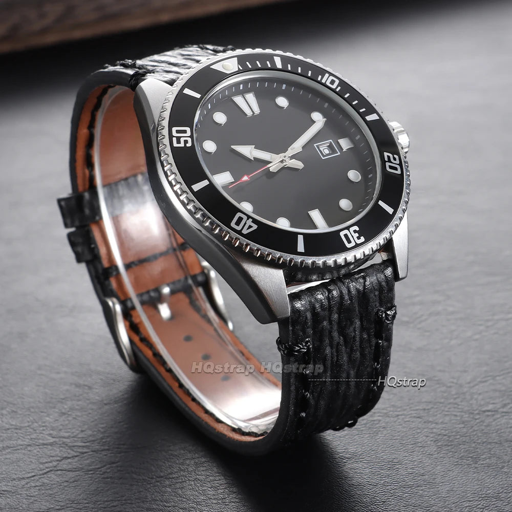 Handmade Vintage Leather Watchband 18-22mm for Seiko Panerai Snake Shark Skin Pattern Cowhide