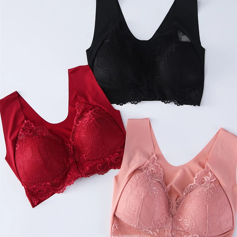 CowLost | product_id-wireless-front-buckle-large-lace-bra-vest-with-beautiful-back-for-women |2