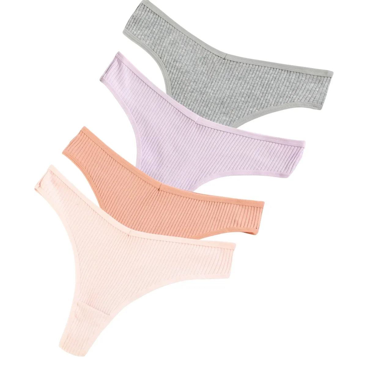 CowLost | product_id-4pcs-women-cotton-low-rise-solid-color-v-waist-g-string-thongs-m-xxl |26
