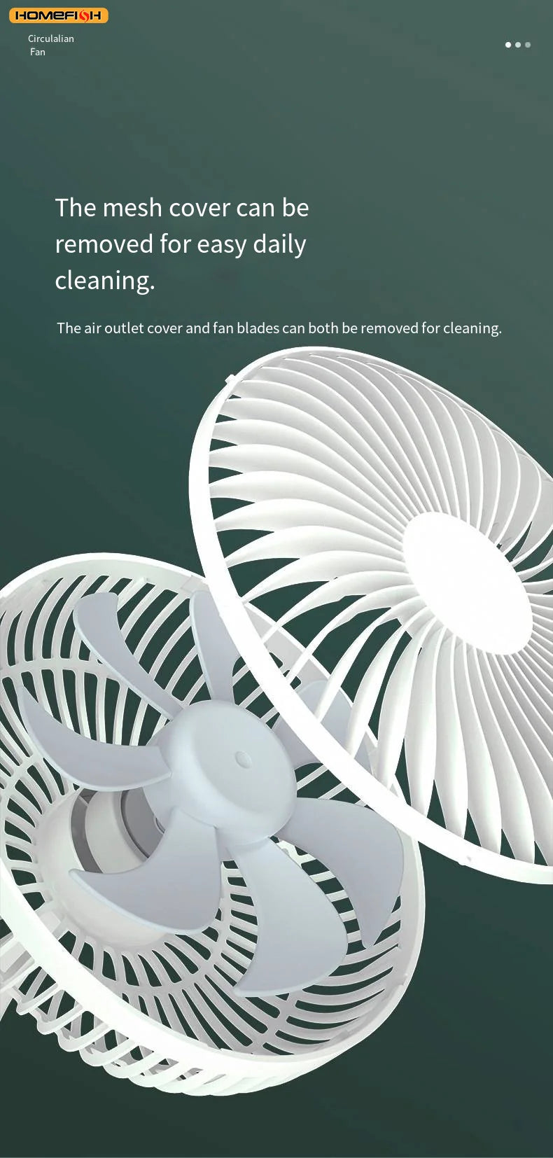 CowLost | product_id-homefish-3600mah-portable-clip-fan-4-gears-quiet-720-rotatable-battery-fan |10