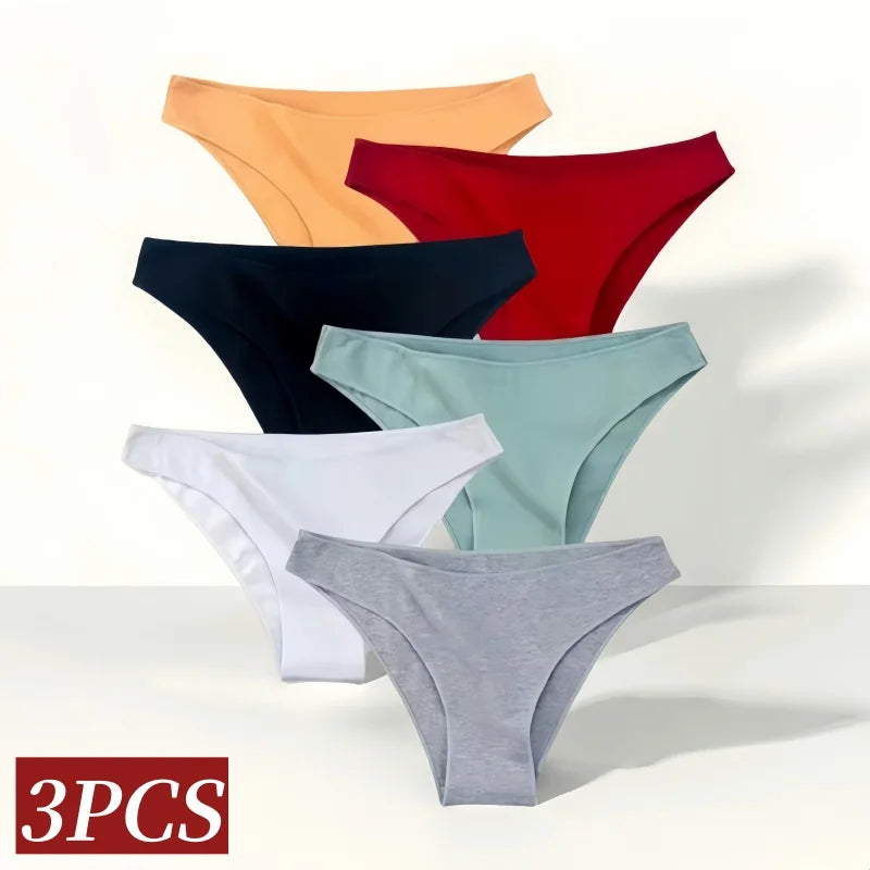 CowLost | product_id-3-pack-women-s-low-waist-cotton-briefs-breathable-solid-color-panties-m-xxl |2