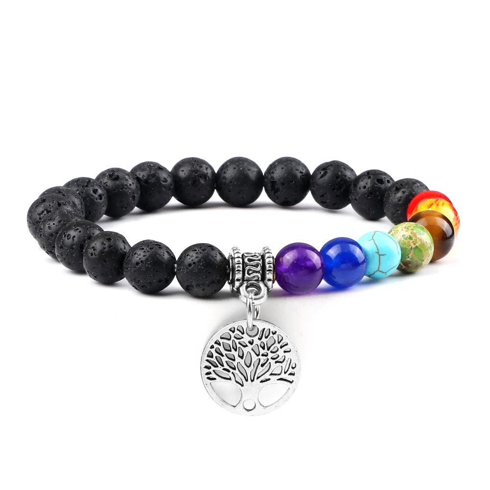 CowLost | badge-pass-holders-mens-natural-volcanic-rock-7-chakra-healing-bracelet |39