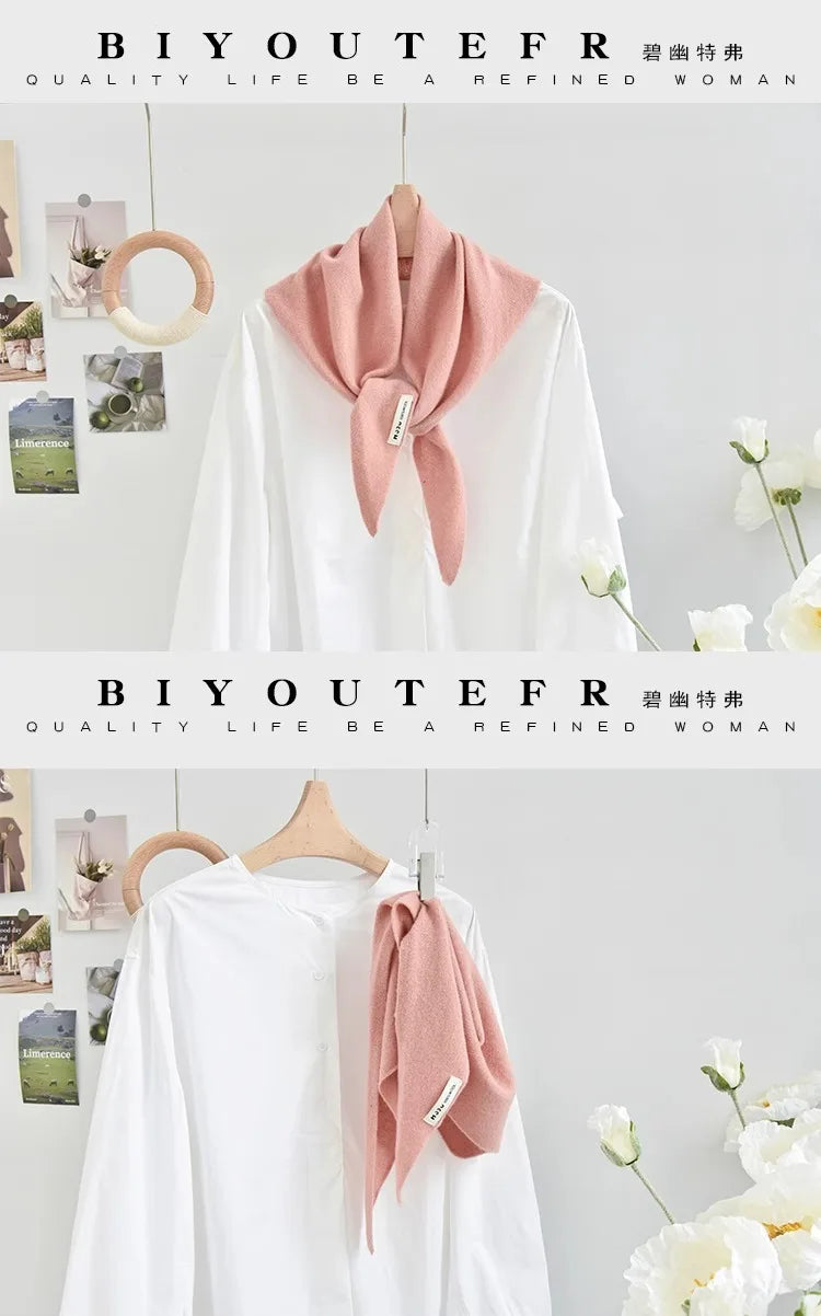 CowLost | australian-wool-knitted-triangle-scarf-shawl-womens-autumn-winter-warm-neck-protection-scarf |13
