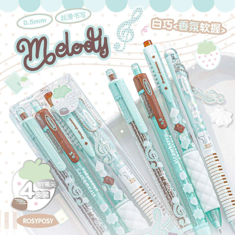 CowLost | product_id-2026-rosyposy-0-5mm-retractable-gel-pen-aesthetic-strawberry-music-notes-design-quick-dry-for-office-exam |2