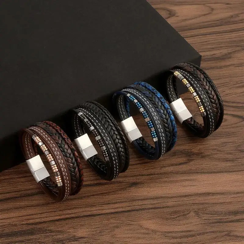 CowLost | badge-pass-holders-jiayiqi-stainless-steel-and-leather-bangle-bracelet-for-men |1