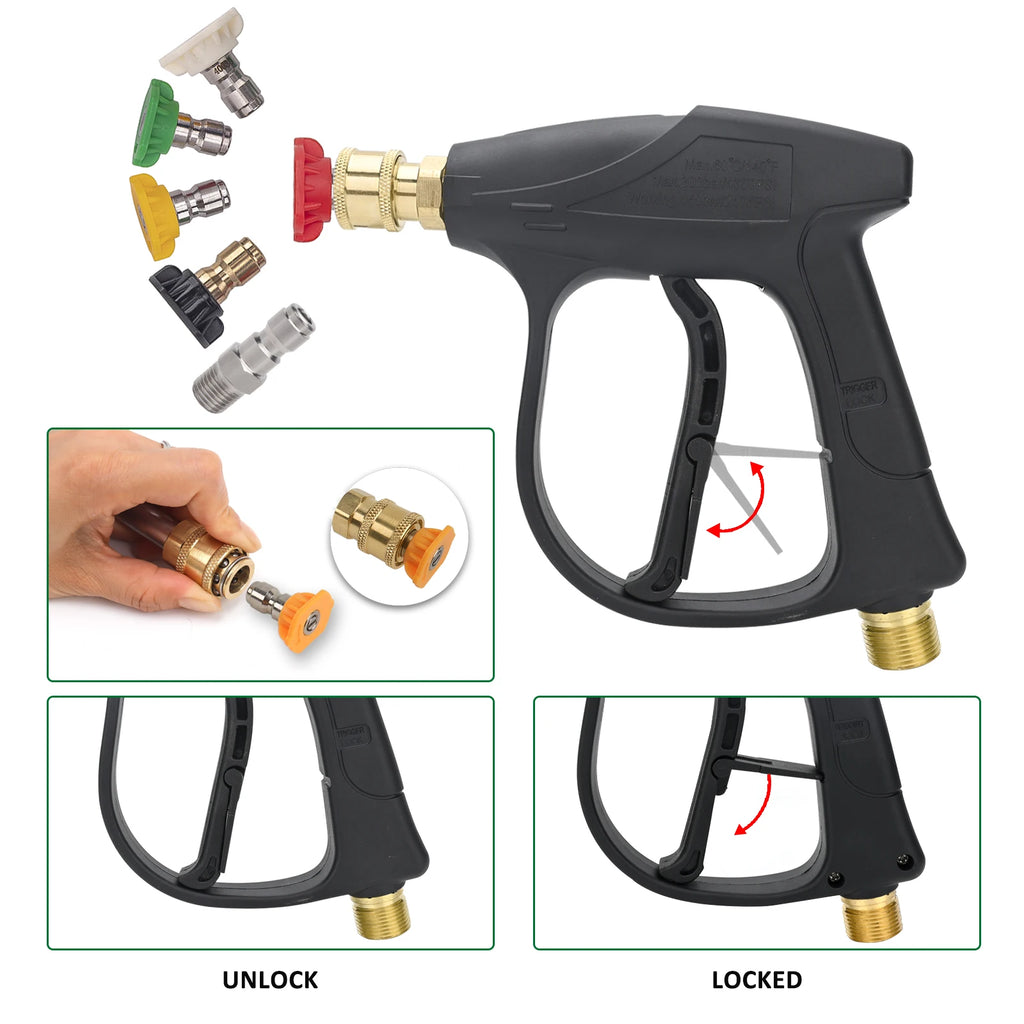 CowLost | pressure-washer-water-gun-with-car-cleaning-hose-connector-for-karcher-nilfisk-parkside-bosch |10
