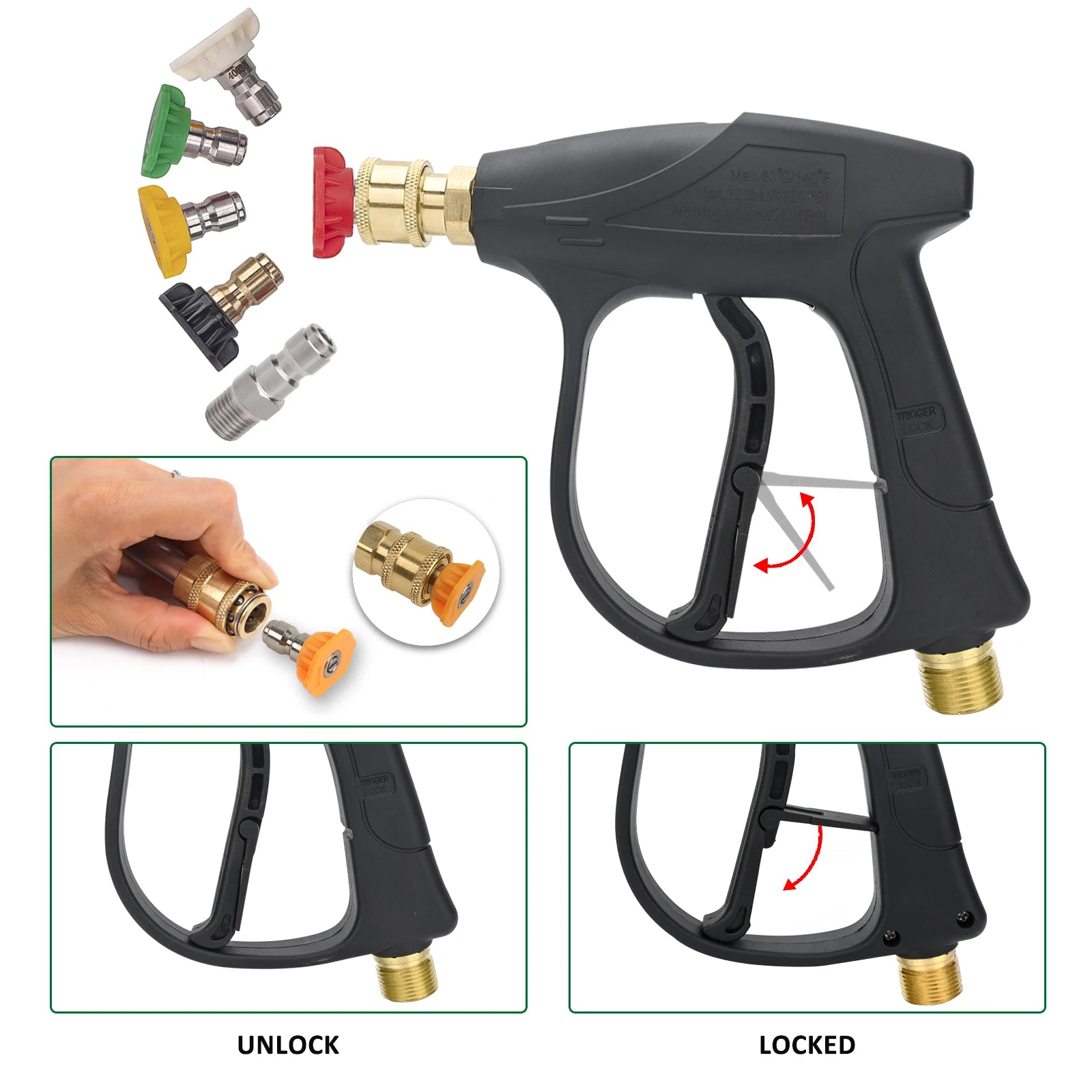 CowLost | pressure-washer-water-gun-with-car-cleaning-hose-connector-for-karcher-nilfisk-parkside-bosch |10