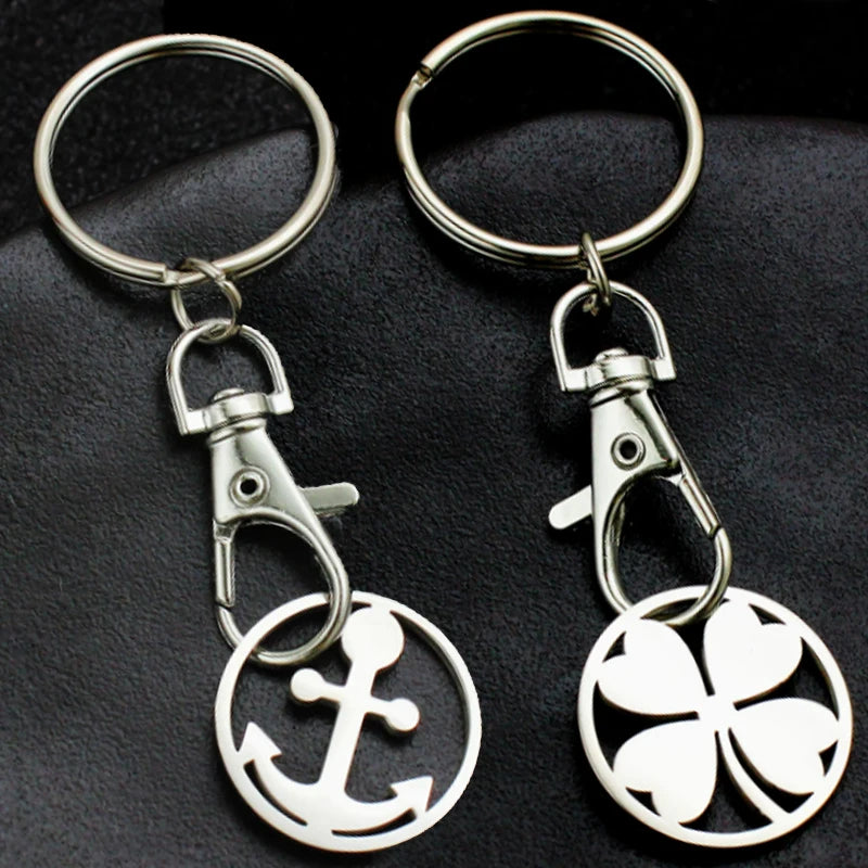 1/10PCS Stainless Steel Shopping Cart Token Keychains Portable Trolley Coin Removers