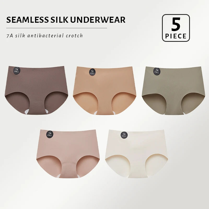 CowLost | product_id-5pcs-seamless-ultra-thin-high-elastic-mulberry-silk-womens-briefs |10