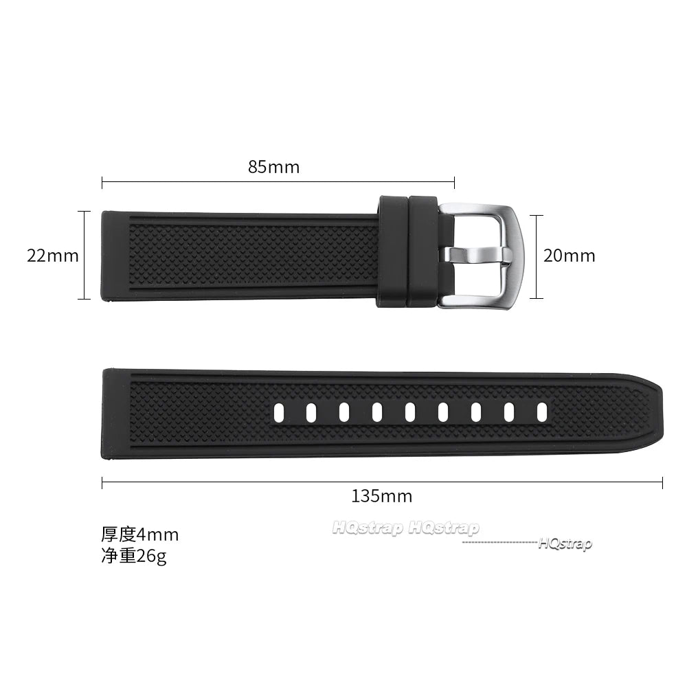 Extended Length Silicone Watchbands 22mm for Samsung Galaxy Watch & Seiko Men Sport