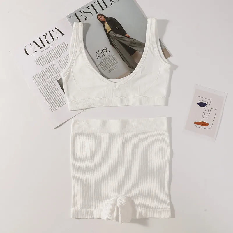 CowLost | product_id-seamless-wireless-v-neck-bra-and-soft-shorts-set-for-women-comfort |15