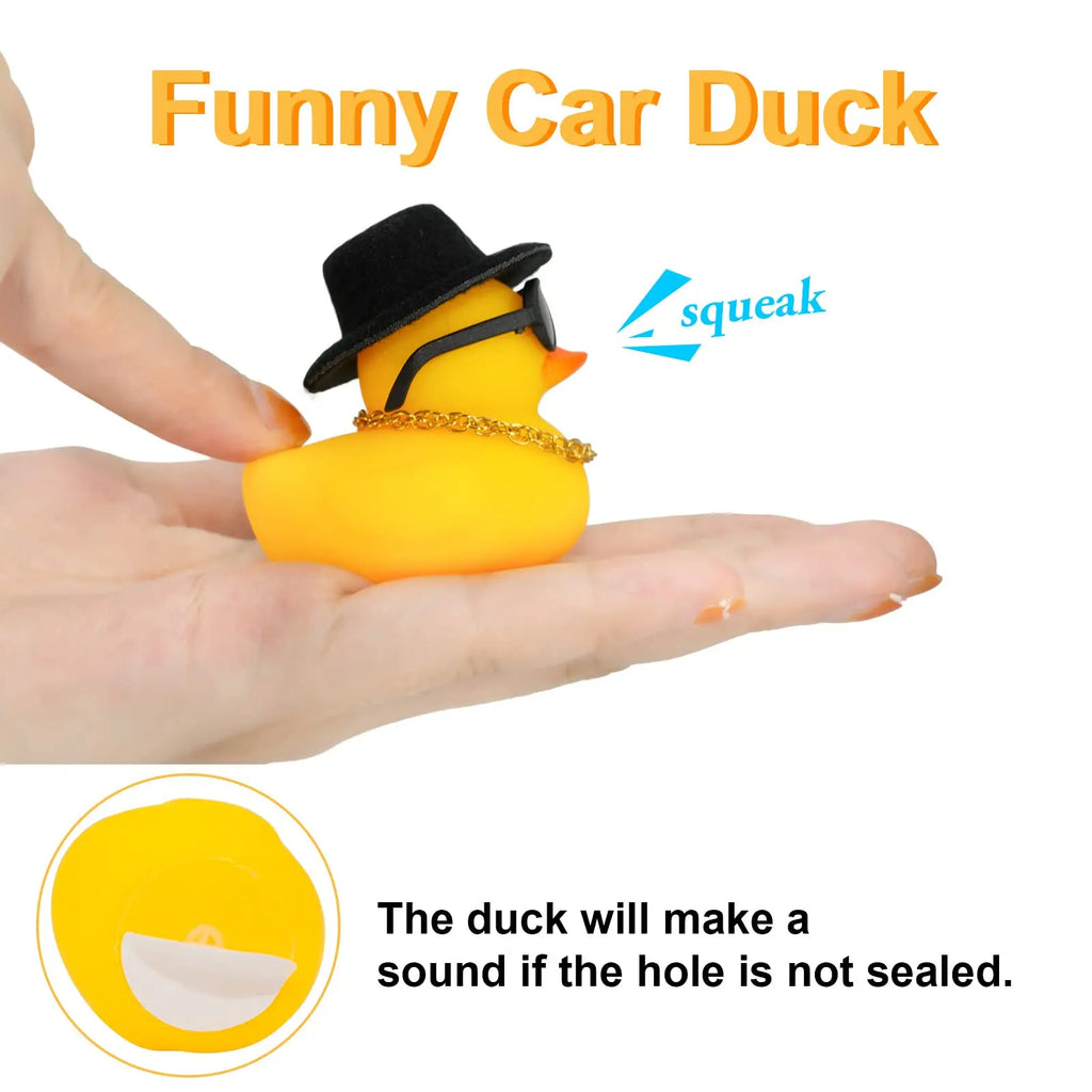 CowLost | 2-set-car-duck-mini-car-dashboard-yellow-rubber-duckies-toy-jeep-duck-party-favor-car-decoration-table-ornament-car-accessory |3