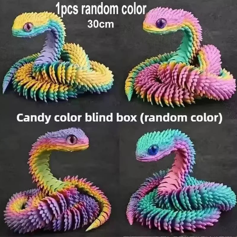 30cm 3D Printed Movable Joint Snake Model Toy for Office Decoration and Kids Gift