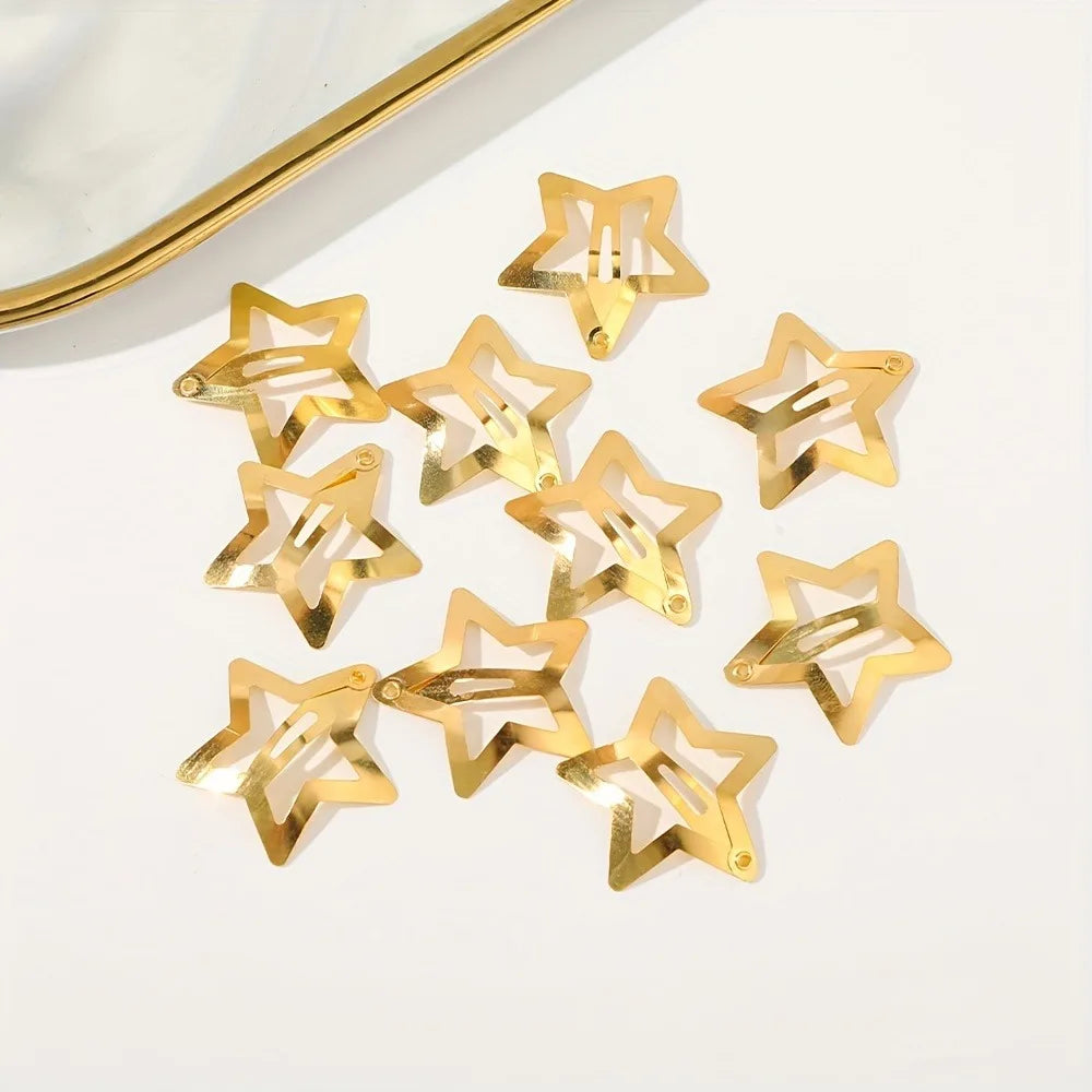 CowLost | 2-100pcs-star-hair-clips-for-girls-filigree-star |9