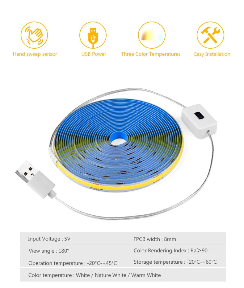 CowLost | light-ropes-strings-product_id-cob-led-strip-light-usb-5v-motion-sensor-ra90-dimmer-flexible-ribbon-tape-for-tv-mirror-backlight-decor |10
