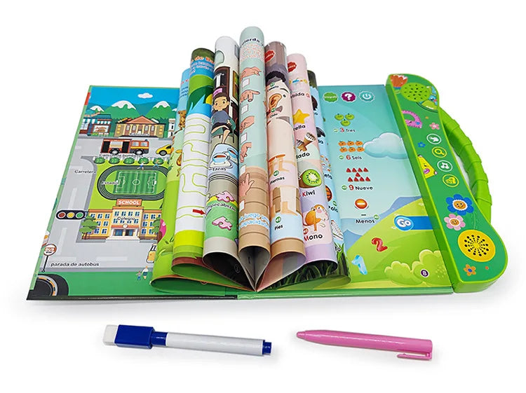 Spanish Talking Sound Education Book with 4 Games and English Stories for Children Ages 5-8