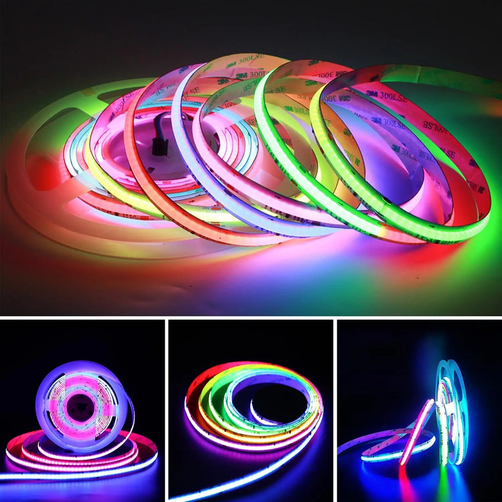 5M WS2811 RGBIC COB LED Strip, Individually Addressable, 160 or 576 LEDs/M, Flexible TV Backlight & Room Decoration