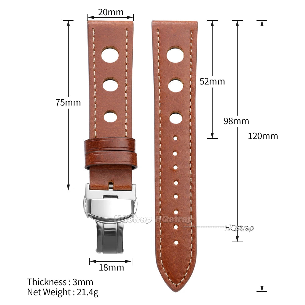 CowLost | product_id-hqstrap-genuine-dark-brown-cowhide-leather-watch-band-20mm-22mm-unisex-with-butterfly-buckle |16