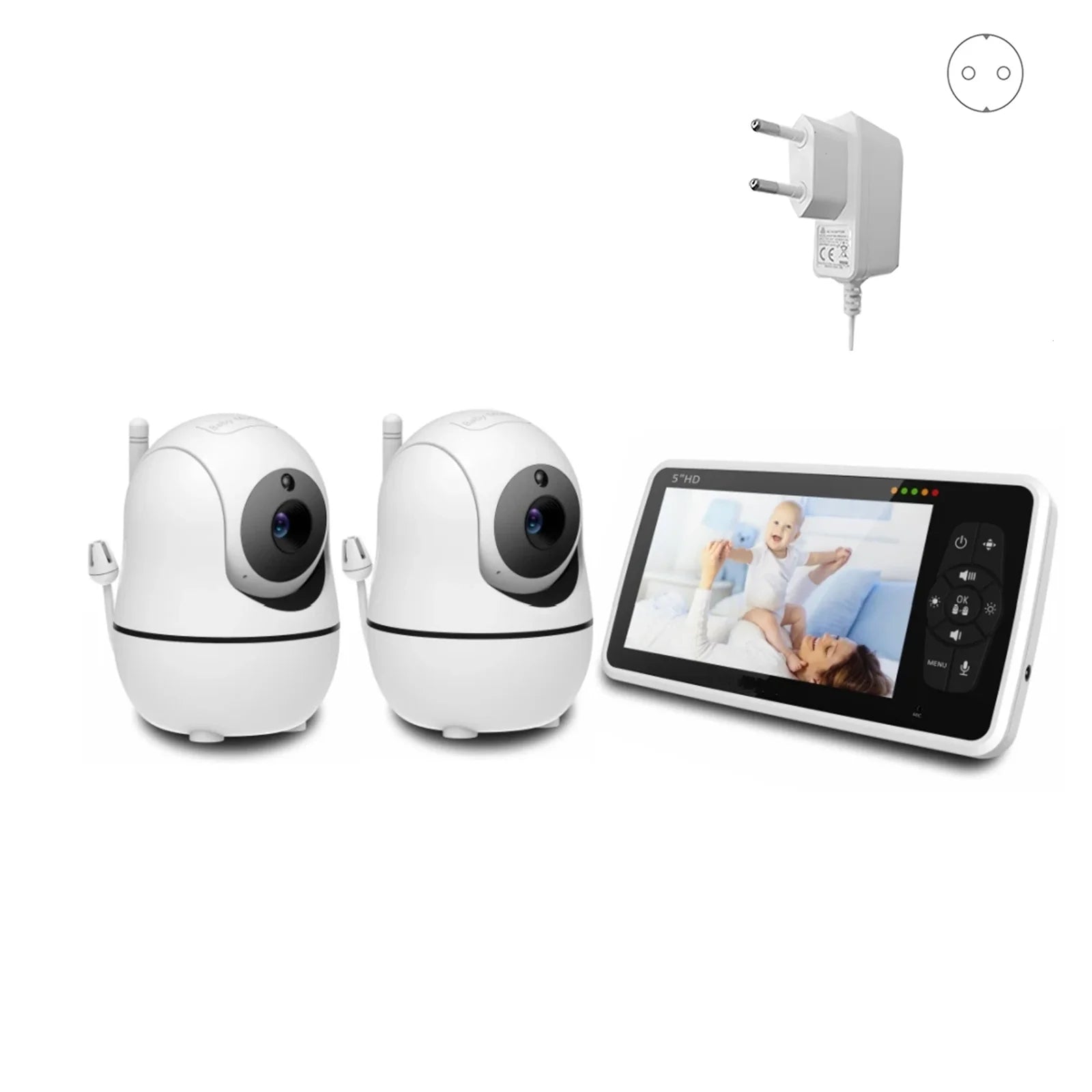 CowLost | baby-transport-accessories-babystar-5-inch-video-baby-monitor-with-two-cameras-audio-night-vision-and-4x-zoom |8